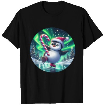 Discover Penguin's Northern Lights Skate T Shirts