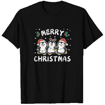 Discover Merry Christmas Cute Penguin Festive Lights T Shirts