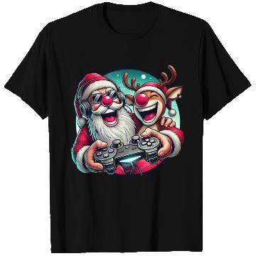 Discover Funny Christmas Duo: Santa & Rudolph Gaming T Shirts