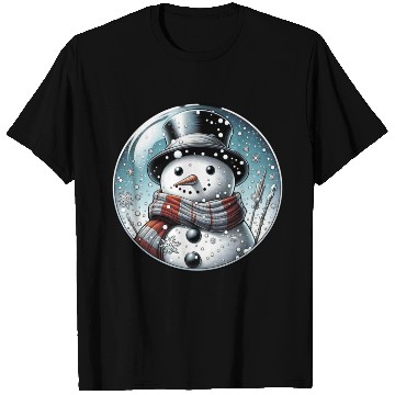 Discover Christmas Snowman with Scarf and Top Hat T Shirts