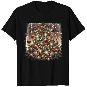 Discover Sparkling Christmas Lights on Pine Tree T Shirts