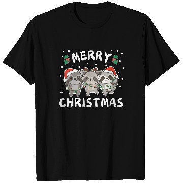 Discover Merry Christmas Cute Raccoon Festive Lights T Shirts