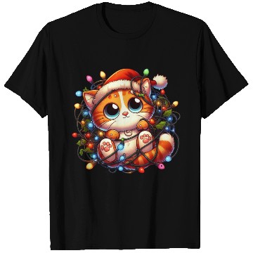 Discover Whimsical Cat’s Christmas Lights Adventure T Shirts