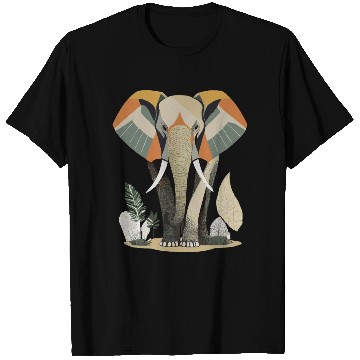 Discover Geometric Elephant Nature Scene T Shirts