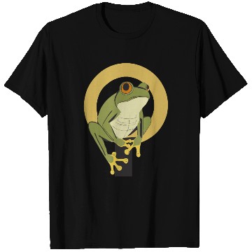Discover Elegant Green Frog with Gold Accents T Shirts