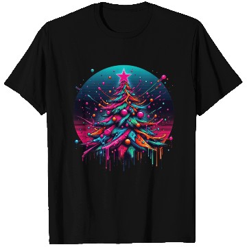 Discover Neon Graffiti Christmas Tree with Bold Spray Paint T Shirts