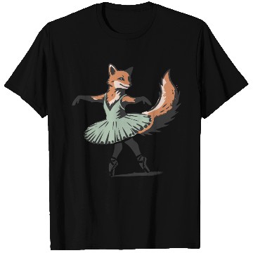 Discover adorable stencil style fox in ballet dress T Shirts