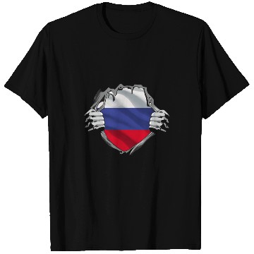 Discover Russian Flag Breaking Through Design T Shirts