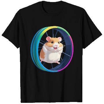 Discover Happy Hamster on Exercise Wheel T Shirts