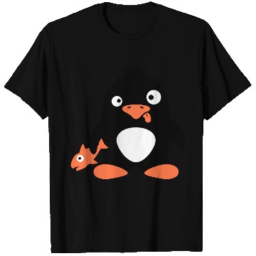 Discover Funny Penguin Caught Fish Crazy Stupid Weird Face T Shirts
