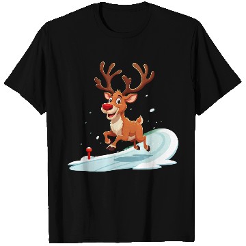 Discover Joyful Reindeer Dashing to Santa's House T Shirts