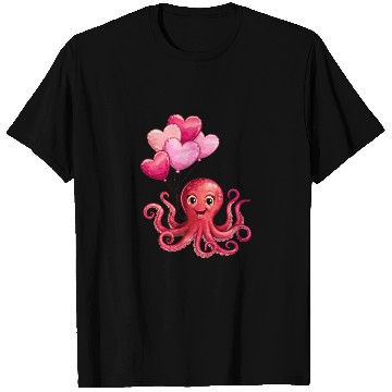Discover Octopus With Heart Balloons Valentines Day Octopus T Shirts