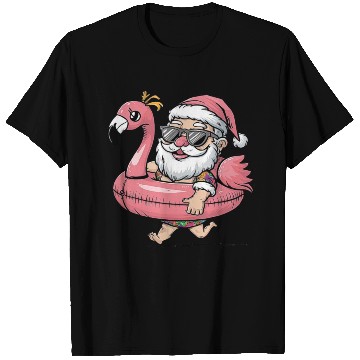 Discover Summer Santa Claus with Flamingo Float T Shirts