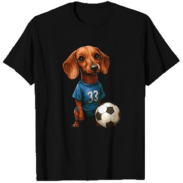 Discover Soccer dachshund blue T Shirts