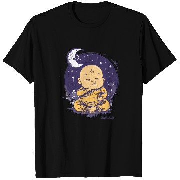 Discover Sleepy Baby Buddha with Moon and Stars T Shirts