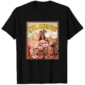 Discover Oklahoma Cowgirl Stamp T Shirts