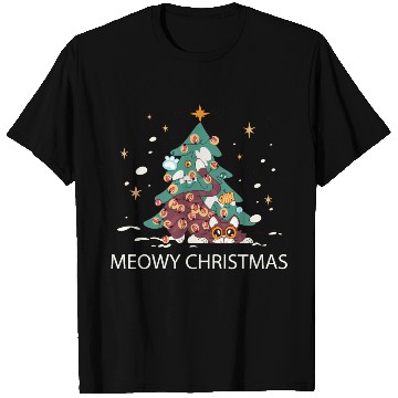 Discover Meowy Christmas Tree Surprise T Shirts