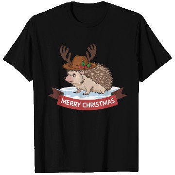 Discover Grumpy Hedgehog Merry Christmas Deer Antler Hat T Shirts