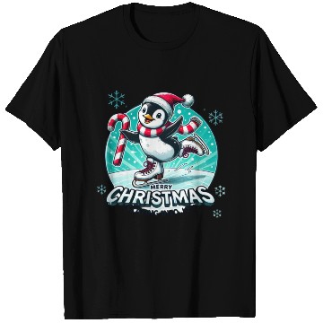 Discover Penguin Ice Skating Christmas Fun T Shirts
