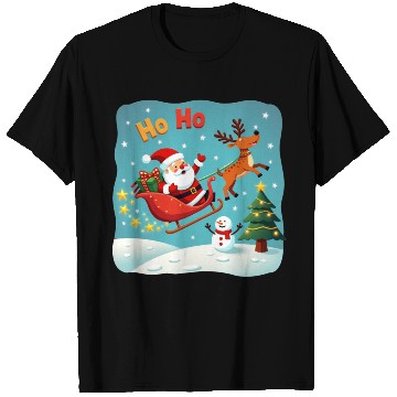 Discover Santa Clause waving " HO-HO" T Shirts
