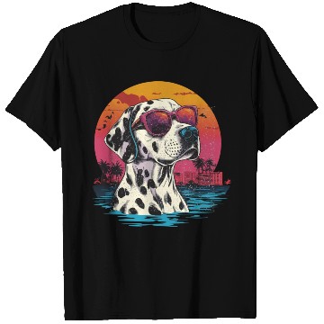 Discover Retro Wave American Dalmatian Dog T Shirts