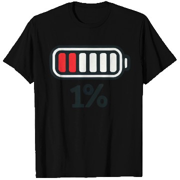Discover Low Battery Icon with 1% Charge T Shirts