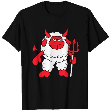 Discover Sheep Devil Satan Hell Evil Trident Horns Cool Fun T Shirts