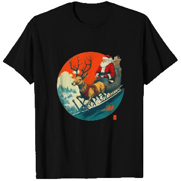 Discover Santa Claus Flying Reindeer Christmas Festive T Shirts