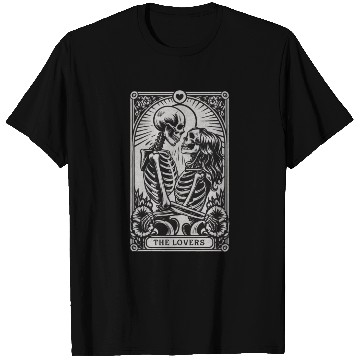 Discover Vintage Gothic Skeleton Couple Tarot Card with T Shirts