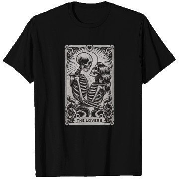 Discover The Lovers Skeletons Gothic Tarot Card Style T Shirts