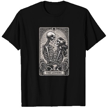 Discover Vintage Gothic Skeleton Couple Tarot Card T Shirts