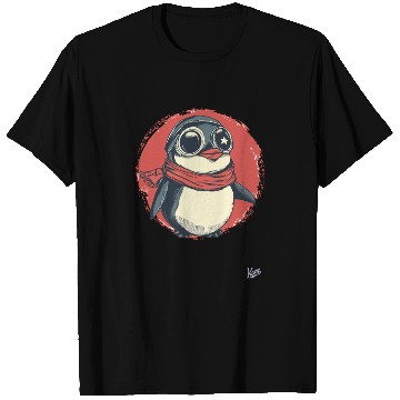 Discover Cute Happy Penguin with Glasses and Scarf T Shirts
