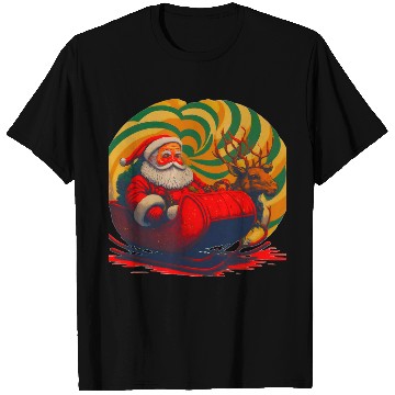 Discover Santa Claus in Sleigh with Reindeer Christmas T Shirts