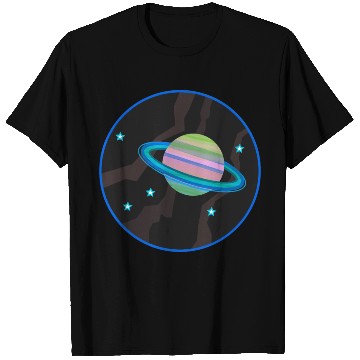 Discover Space Stars and Planet (green and pink) T Shirts