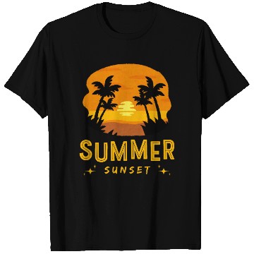 Discover Golden Horizons: Summer Sunset Design T Shirts