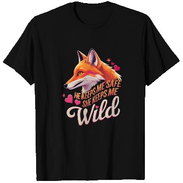 Discover He Keeps Me Safe She Keeps Me Wolf Lover couple T Shirts