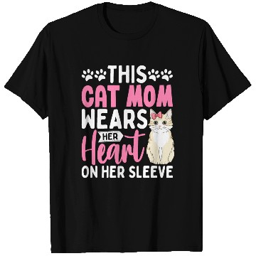 Discover This cat Mom Wears Her Heart on Her Sleeve T Shirts