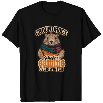 Discover Groundhogs Prefer Gaming Over Winter Fun Design T Shirts
