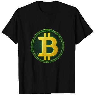 Discover Glowing Matrix-Inspired Bitcoin Symbol T Shirts