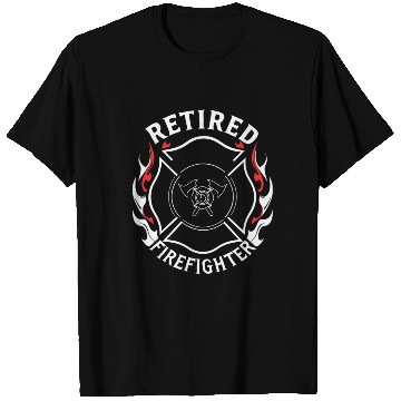 Discover Retired Firefighter Maltese Cross Flame Design T Shirts
