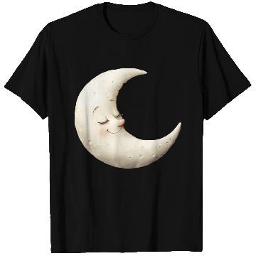 Discover Cute Moon Sleeping Moon with a Smile T Shirts