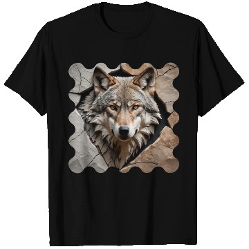 Discover Wolf Emerging Through Stone T Shirts