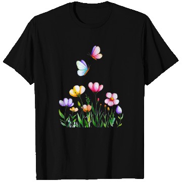 Discover Colorful Flowers and Butterflies Design T Shirts