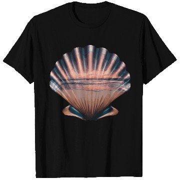 Discover Seashell Beach Scene Serene Ocean Landscape T Shirts