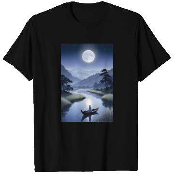 Discover Moonlit River Serenity - Nightscape Poster T Shirts