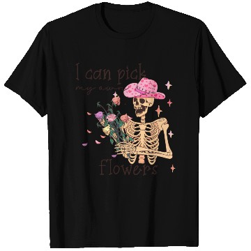 Discover Funny Cowboy Skeleton with Flowers T Shirts