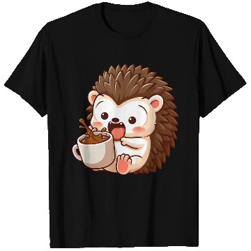 Discover Hedgehog Caffeine Comic funny shocked hedgehog T Shirts