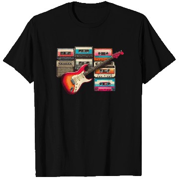 Discover Old guitar and old cassette tape T Shirts