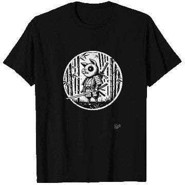 Discover Pig Samurai in Bamboo Forest T Shirts