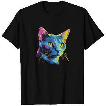 Discover Cat Watercolor Colorful Russian Blue T Shirts